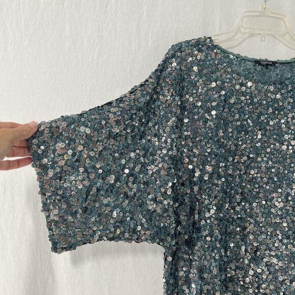 Carlisle Sequin Top Women’s Size 8 Teal Green Silver Evening Wear Fairy - Picture 4 of 11